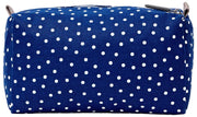 Roka Mayfair liten bomullscanvas tvättväska - Marinblå Polka Dot
