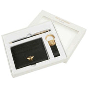Alice Wheeler London Bow Card Hållare Nyckelring och Pen Lyx Present Set - Svart
