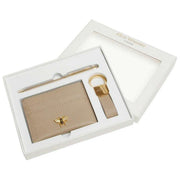 Alice Wheeler London Bow Card Hållare Nyckelring och Pen Lyx Present Set - Stone Beige