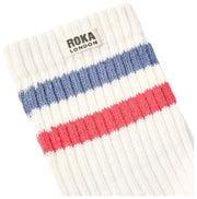 Roka Windsor Stripe Crew Socks - Coastal Blue/Scarlet