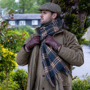 Dents Rutig Rutig Tofs Scarf - Grå/Kaffebrun