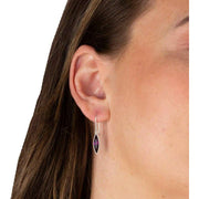 Beginnings Slim Navette Drop Earrings - Silver/Amethyst Purple