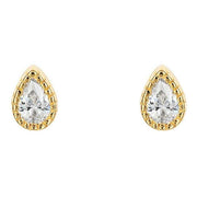 Beginnings Teardrop Gemstone Stud Earrings - Gold