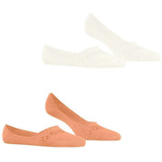 Burlington Everyday 2-pack osynliga strumpor - benvit neonröd