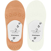 Burlington Everyday 2-pack osynliga strumpor - benvit neonröd