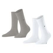 Burlington Everyday 2 Pack Socks - White/Grey