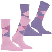 Burlington Everyday Argyle 2-Pack strumpor - Berry Pool Pink