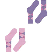 Burlington Everyday Argyle 2-Pack strumpor - Berry Pool Pink