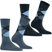 Burlington Everyday Argyle 2-Pack strumpor - ljus denimblå