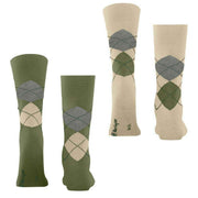 Burlington Everyday Argyle 2-pack strumpor - Salvia Green