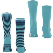 Burlington Everyday Stripe Mix 2-pack strumpor - Key Largo Blue