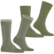 Burlington Everyday Stripe Mix 2-pack strumpor - Salvia Green