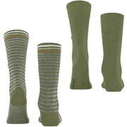 Burlington Everyday Stripe Mix 2-pack strumpor - Salvia Green