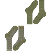 Burlington Everyday Stripe Mix 2-pack strumpor - Salvia Green