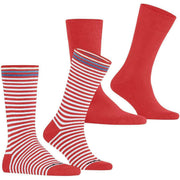 Burlington Everyday Stripe Mix 2-Pack strumpor - Tulpanröd