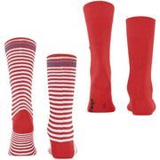 Burlington Everyday Stripe Mix 2-Pack strumpor - Tulpanröd