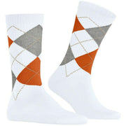 Burlington Rib Court Strumpor - Vit/Orange