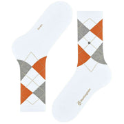 Burlington Rib Court Strumpor - Vit/Orange