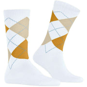 Burlington Rib Court Strumpor - Vit/Gul