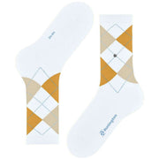 Burlington Rib Court Strumpor - Vit/Gul