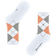 Burlington Rib Courtside strumpor - Vit/Orange