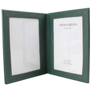 Byron and Brown Folding Nappa Leather 2 Fold 5 x 3.5 Travel Frame - Green