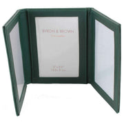 Byron and Brown Folding Nappa Leather 3 Fold 5 x 3.5 Travel Frame - Green