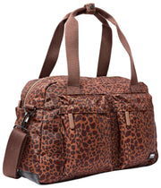Roka Gatwick liten återvunnen canvas duffelväska - Mini Leopard Brun