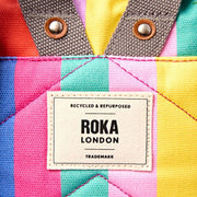 Roka Hampton liten ryggsäck i bomullscanvas - bred multirand