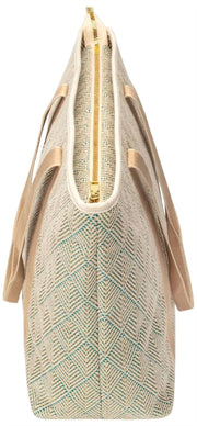 Elie Beaumont sommarväska - Aqua Geometric Basketweave