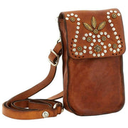 Campomaggi Siena Stud Telefonhållarväska - Cognac Tan