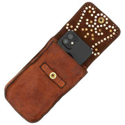 Campomaggi Siena Stud Telefonhållarväska - Cognac Tan