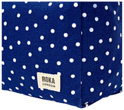 Roka Mayfair liten bomullscanvas tvättväska - Marinblå Polka Dot