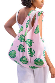 Kind Bag London Medium återanvändbar väska - Palms Pink/Green