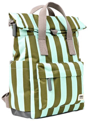 Roka Canfield B Liten Återvunnen Canvas Ryggsäck - Moss Stripe/Blå