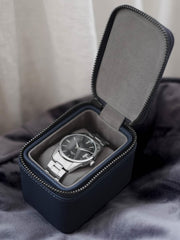 Stackers Zipped Mini Travel Watch Box - Marinblå