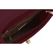 David Jones Small Turnlock Shoulder Bag - Bordeaux Burgundy