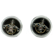 David Van Hagen Tourbillon Cufflinks - Black/Silver