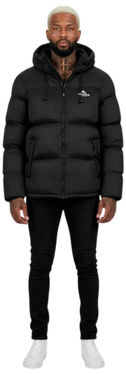 Helvetica Mountain Pioneers Middle Block Hooded Down Jacka - Svart