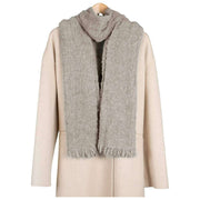 Dents Boucle Fringe Scarf - Havregrynsgröt Beige