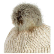 Dents Chevron Pom Pom Stickad Bobble Hat - Natural Beige