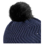 Dents Chevron Pom Pom Stickad Bobble Hat - Marinblå