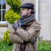 Dents Grafham Herringbone Tweed Flat Cap - Chokladbrun