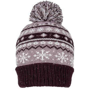 Dents Jacquard Fair Isle Knitted Bobble Hat - Lilac Purple