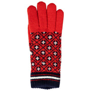 Dents Jacquard Fair Isle stickade handskar - Berry Red/Navy