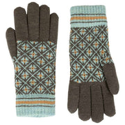 Dents Jacquard Fair Isle stickade handskar - kolgrå/blå