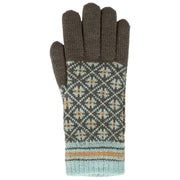 Dents Jacquard Fair Isle stickade handskar - kolgrå/blå
