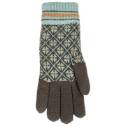 Dents Jacquard Fair Isle stickade handskar - kolgrå/blå