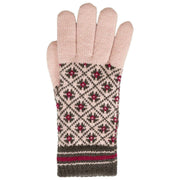 Dents Jacquard Fair Isle Stickade Handskar - Rosa/Kolgrå