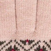 Dents Jacquard Fair Isle Stickade Handskar - Rosa/Kolgrå